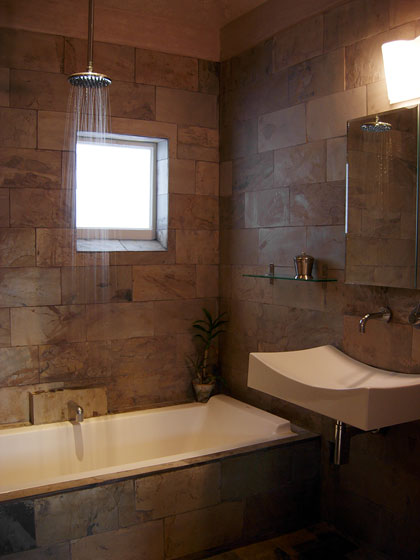 Bathroom, stone tiling