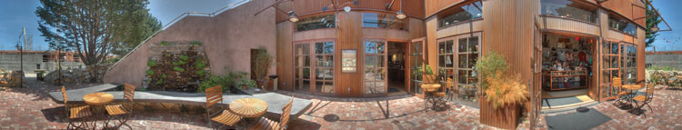 Panoramic of Wave Street Studios from courtyard